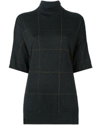 Maglione in cashmere scozzese grigio scuro di Brunello Cucinelli