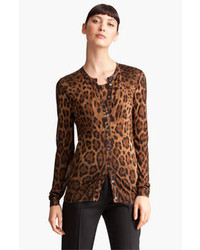 Maglione leopardato marrone