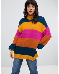 Maglione oversize a righe orizzontali multicolore di Vero Moda