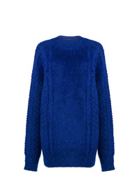 Maglione oversize lavorato a maglia blu di Maison Margiela
