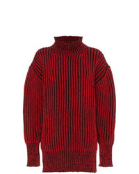 Maglione oversize lavorato a maglia rosso di Balenciaga