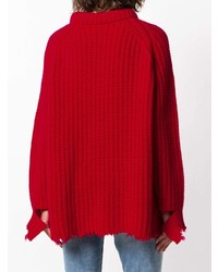 Maglione oversize lavorato a maglia rosso di R13