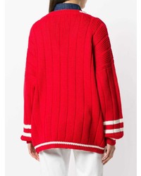 Maglione oversize lavorato a maglia rosso di Miu Miu