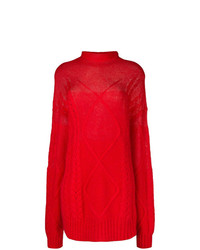 Maglione oversize lavorato a maglia rosso di Maison Margiela