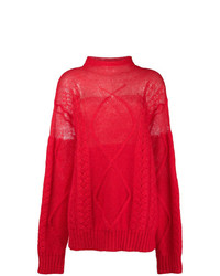 Maglione oversize lavorato a maglia rosso di Maison Margiela