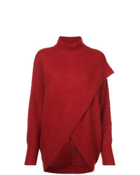 Maglione oversize lavorato a maglia rosso di Sally Lapointe