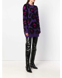 Maglione oversize leopardato viola di Marc Jacobs