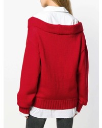 Maglione oversize rosso e bianco di Act N°1