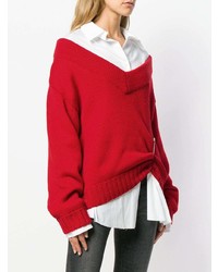 Maglione oversize rosso e bianco di Act N°1