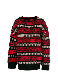 Maglione oversize rosso e nero di Calvin Klein 205W39nyc