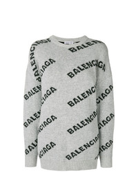 Maglione oversize stampato grigio di Balenciaga