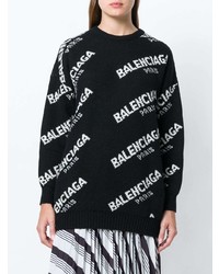 Maglione oversize stampato nero e bianco di Balenciaga