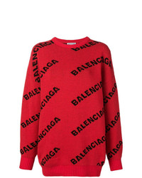 Maglione oversize stampato rosso di Balenciaga