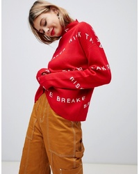 Maglione oversize stampato rosso di Noisy May