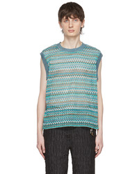 Maglione senza maniche a righe orizzontali azzurro di Andersson Bell