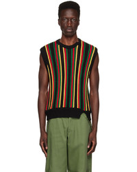 Maglione senza maniche a righe orizzontali multicolore di Spencer Badu