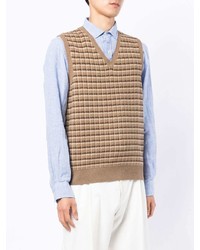 Maglione senza maniche scozzese marrone chiaro di Polo Ralph Lauren