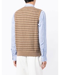 Maglione senza maniche scozzese marrone chiaro di Polo Ralph Lauren