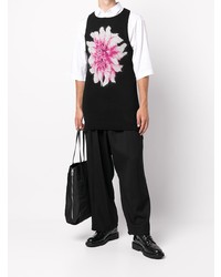 Maglione senza maniche stampato nero di Yohji Yamamoto