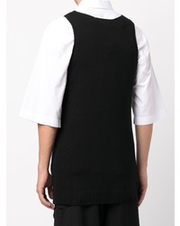 Maglione senza maniche stampato nero di Yohji Yamamoto