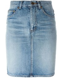 Minigonna di jeans azzurra di Saint Laurent