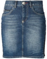 Minigonna di jeans blu di Philipp Plein