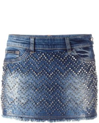 Minigonna di jeans blu di Philipp Plein