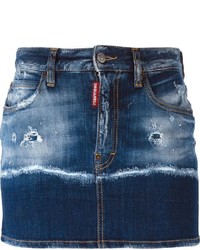 Minigonna di jeans strappata blu di Dsquared2