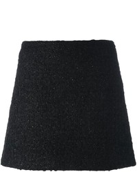 Minigonna di lana testurizzata nera di Piccione Piccione