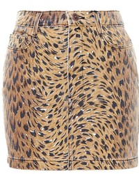 Minigonna leopardata marrone chiaro di Jeremy Scott