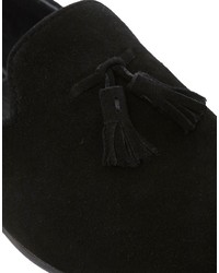 Mocassini con nappine in pelle scamosciata neri di Asos