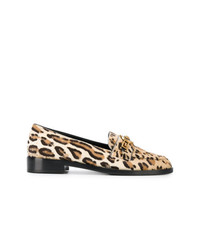Mocassini eleganti in pelle leopardati marrone chiaro di Versace