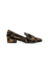 Mocassini eleganti in pelle leopardati marrone scuro di Paola D'arcano