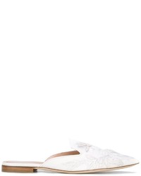 Mocassini eleganti in pelle ricamati bianchi di Alberta Ferretti