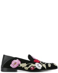 Mocassini eleganti in pelle scamosciata a fiori neri di Alexander McQueen