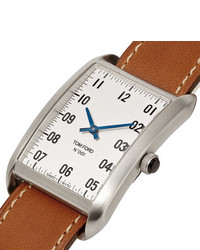Orologio in pelle marrone chiaro di Tom Ford Timepieces