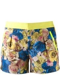 Pantaloncini a fiori blu scuro e gialli
