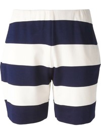 Pantaloncini a righe orizzontali bianchi e blu scuro di Emporio Armani