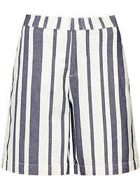 Pantaloncini a righe verticali bianchi e blu scuro