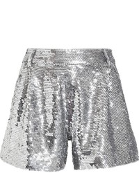 Pantaloncini con paillettes argento di Ashish