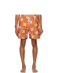 Pantaloncini da bagno a fiori arancioni