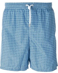 Pantaloncini da bagno geometrici azzurri di Kiton
