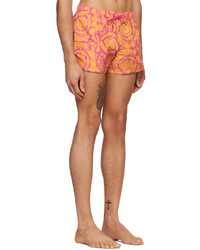 Pantaloncini da bagno stampati arancioni di Versace Underwear