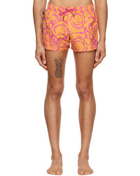 Pantaloncini da bagno stampati arancioni di Versace Underwear