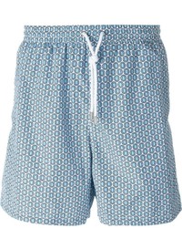 Pantaloncini da bagno stampati azzurri di Kiton