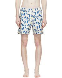 Pantaloncini da bagno stampati bianchi e blu di Sunspel