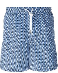 Pantaloncini da bagno stampati blu di Kiton
