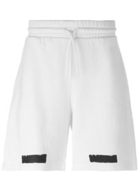 Pantaloncini di cotone a righe orizzontali bianchi di Off-White