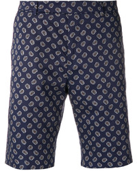 Pantaloncini di cotone con stampa cachemire blu scuro