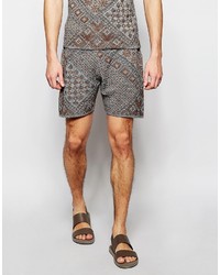 Pantaloncini di cotone geometrici grigi di Asos